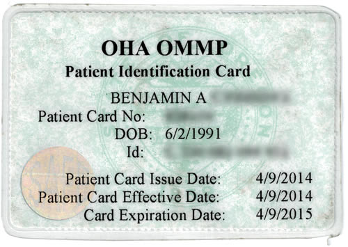 Oregon Medical Marijuana Program Card